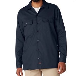 Dickies FLEX Navy Blue Button Down Workwear Adjacent